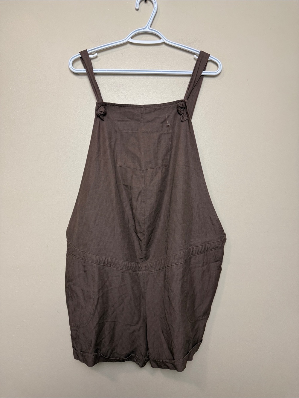 Isabel Maternity Relaxed Brown Knot-Shoulder Romper size XL